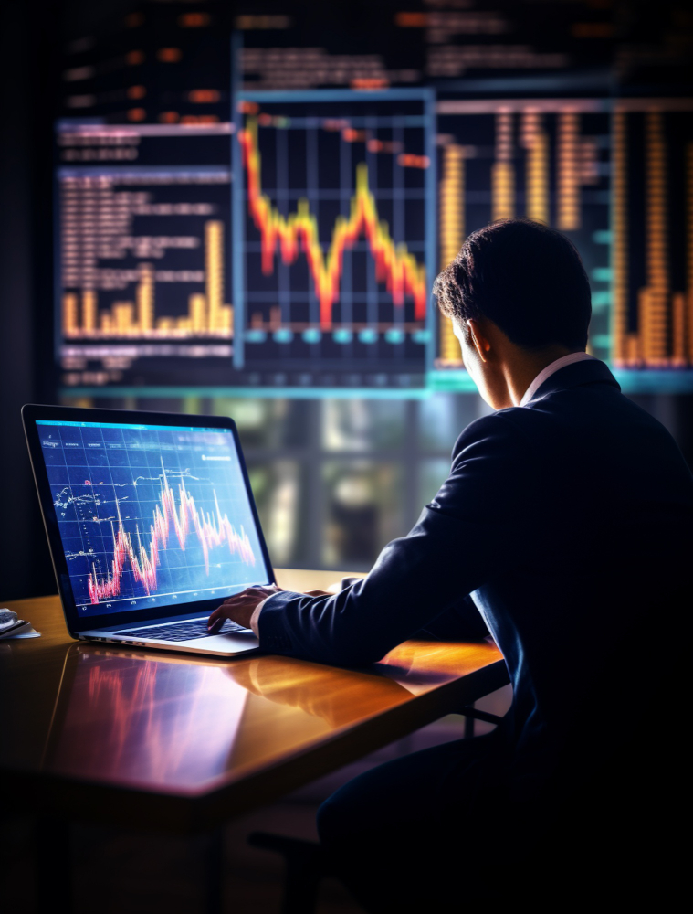 A trader analyzing candlestick charts on multiple screens while applying the Confluence trading strategy for market decisions.